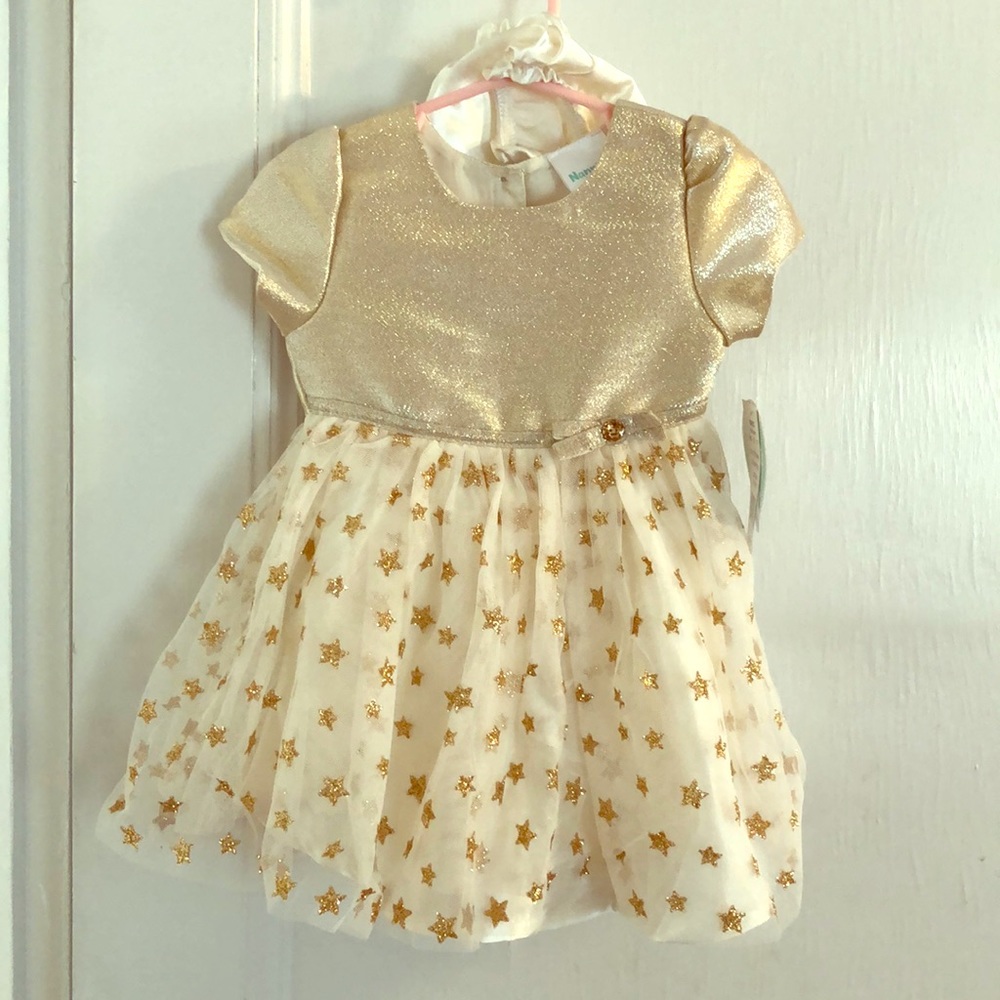 NEW Nannette Gold Christmas Dress Sz 24 months